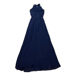 Massimo Dutti Maxi Dress Bridesmaid Flowy Lightweight Sleeveless Size XS Navy Bl